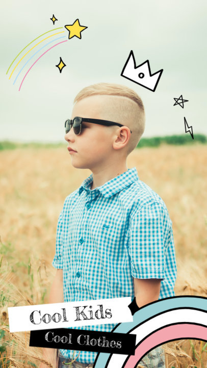 Instagram Story Generator for Kids' Brand Clothes Featuring Shiny Illustrations 5436a el1