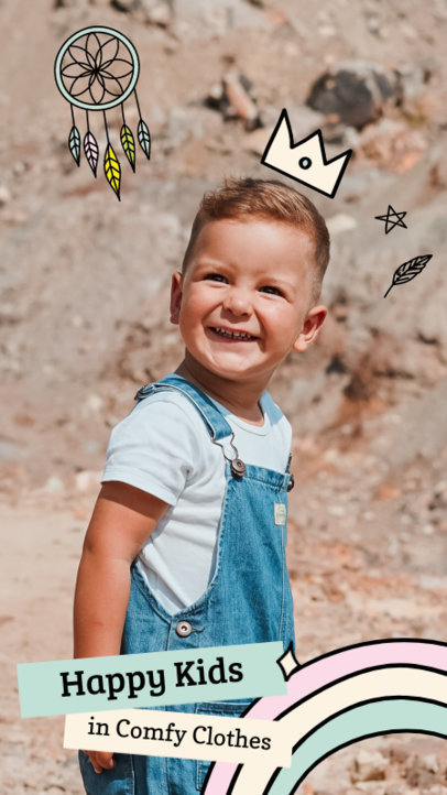 Instagram Story Template for a Children's Clothing Brand With Boho Doodles 5436c el1