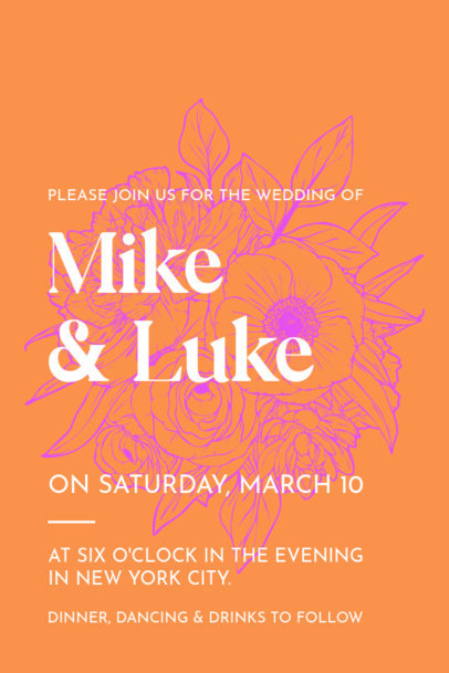 Invitation Card Generator for a Wedding Celebration With a Flower Watermark 4468g-4803