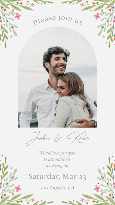 Instagram Story Creator for a Wedding Celebration Featuring Floral Graphics 4474i-4803