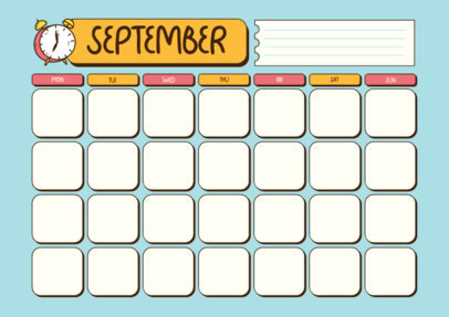 Calendar Design Template for a Monthly Planner with a School-Theme 5448 el1