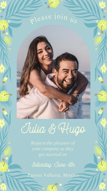 Instagram Story Template for a Wedding Featuring Flower Ornaments 4474j-4803