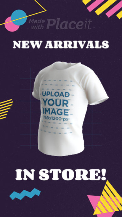 Video of a Spinning 3D Round-Neck T-Shirt Featuring a Promo for an Apparel Store
