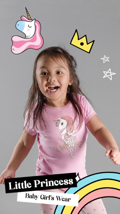 Children Clothing-Themed Instagram Story Template With Colorful and Sweet Cartoons 5436d el1