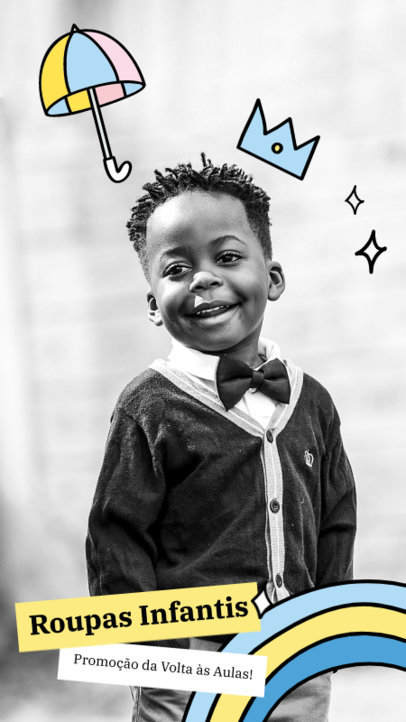 Kids Fashion Instagram Story Maker With Cute Blue Graphics 5436e el1