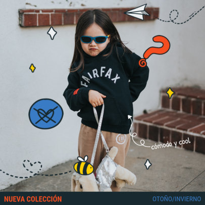 Instagram Post Generator for Children's Clothing Featuring Fun Scribbles 5440a el1