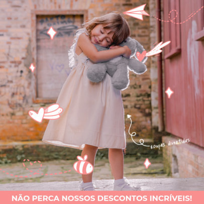 Children's Clothing-Themed Instagram Post Template Featuring Cute Cartoons 5440e el1