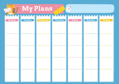 Weekly Calendar Maker Featuring a Cute Tiger Graphic 5444d-el1