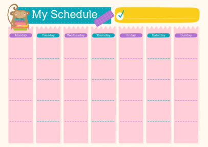 Calendar Creator for Back to School Featuring a Monkey Graphic 5444f-el1