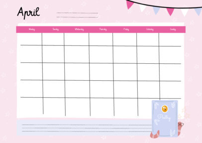 Colorful Calendar Generator for Preschool Teachers Featuring an Illustrated Book 5442e-el1