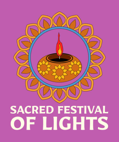 T-Shirt Design Creator for the Diwali Festival Featuring an Illustrated Diya