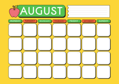 Monthly Calendar Maker for a Preschool Teacher Featuring an Apple Clipart 5448a-el1