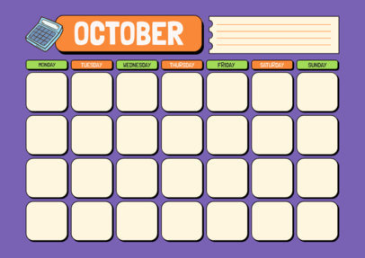 Monthly Calendar Design Template with a Colorful Layout 5448f-el1