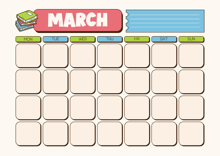 Placeit - School Calendar Design Maker with Book Graphics