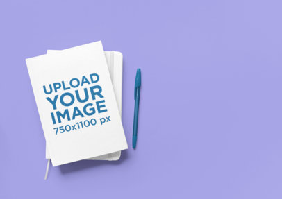 Mockup of a Book Placed on Top of  a Notebook Against a Color-Solid Backdrop m29284 r-el2
