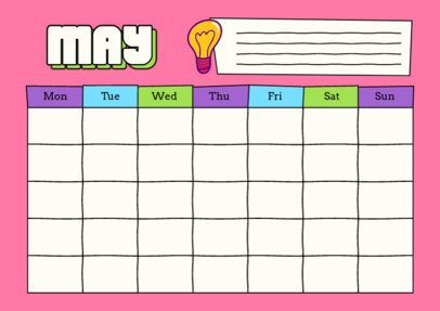 Monthly Calendar Maker for a Preschool Teacher Featuring a Bulb Graphic 5446a-el1