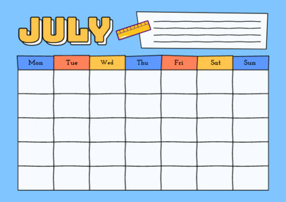 Monthly Calendar Template for an Elementary Teacher with a Ruler Graphic 5446e-el1