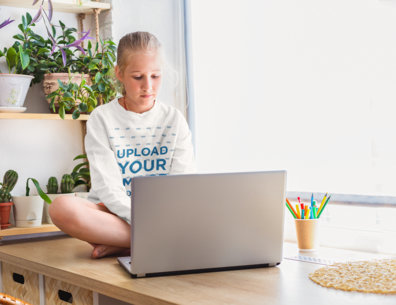 Sweatshirt Mockup Featuring a Little Girl Doing Homework m20193 r-el2