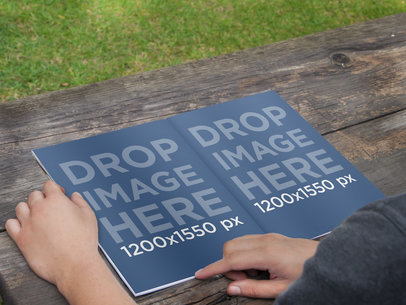 Reading a Magazine in the Garden Mockup