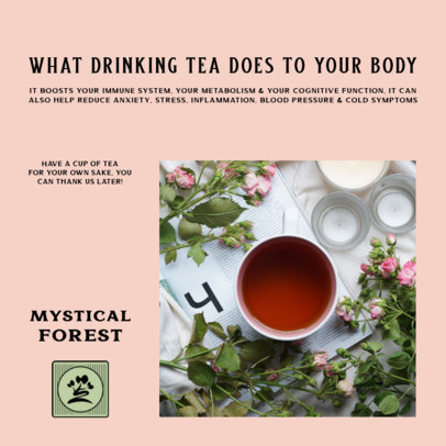 Instagram Post Template Featuring Information About Tea
