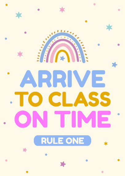 Flyer Design Maker Featuring Classroom Rules with Illustrated Graphics