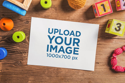 Horizontal Flyer Mockup Featuring Toys Around It