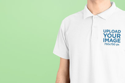 Closeup-View Mockup of a Man Wearing an Embroidered Polo Shirt