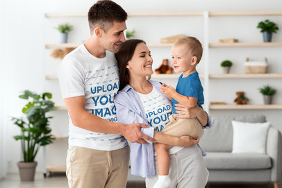 T-Shirt Mockup Featuring a Happy Couple With Their Little Child m17979 r-el2