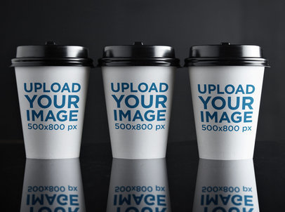 Mockup of Three Paper Cups on a Reflective Surface m28875 r-el2