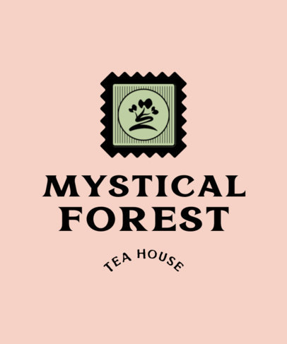 T-Shirt Design Template for a Tea House Featuring an Abstract Tree Clipart