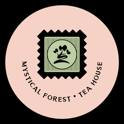 Sticker Design Template for a Tea Shop Featuring a Tree Clipart