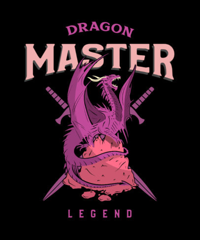 T-Shirt Design Template Featuring an Angry Mythological Dragon Illustration
