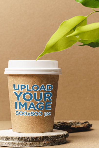 Paper Cup Mockup Featuring a Plant m28930 r-el2