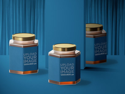 Label Mockup Featuring Three Honey Jars 5569 el1