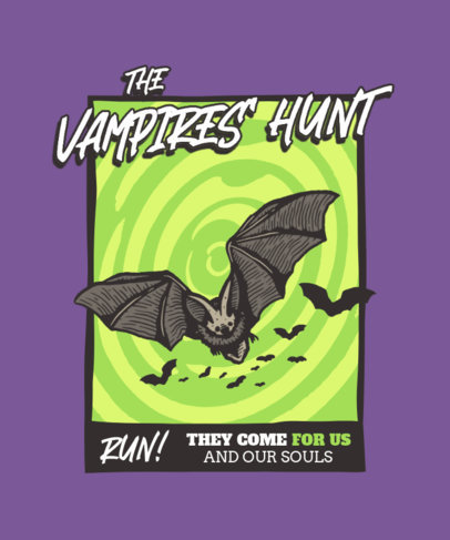 Halloween T-Shirt Design Maker With an Illustration of Bats Flying Through the Sky 