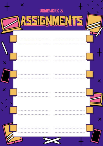 Flyer Template Featuring a Back-To-School Theme for Homework and Assignments 4839g