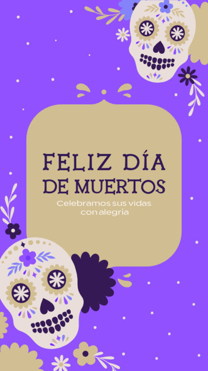 Dia de Muertos Instagram Story Template Featuring Sugar Skull Illustrations