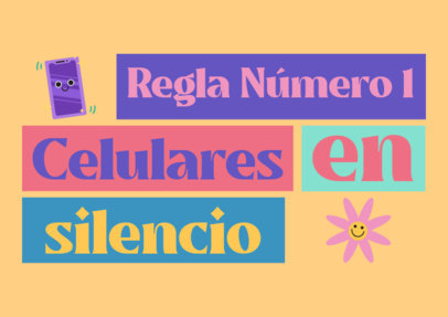 Horizontal Flyer Creator with a Silent Cell Phones Rule for a School Classroom