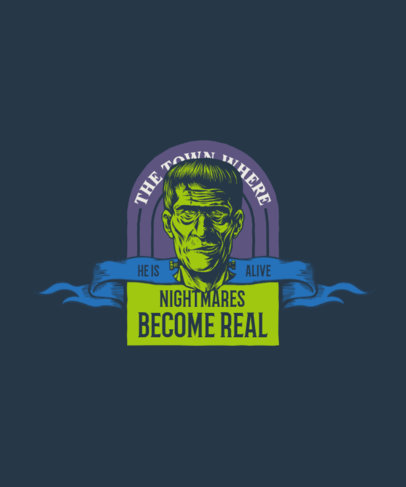 Spooky Halloween T-Shirt Design Maker Featuring a Frankenstein Illustration