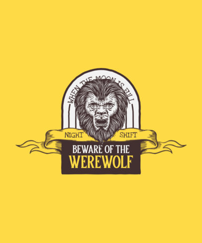 Halloween T-Shirt Design Generator Featuring a Tenebrous Werewolf