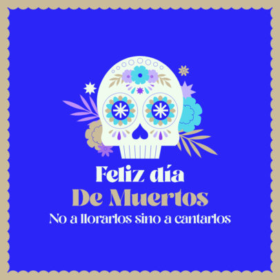 Instagram Post Maker Featuring a Dia de Muertos Theme and a Colorful Sugar Skull