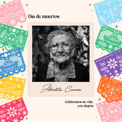 Instagram Post Maker for Dia de Muertos Featuring Papel Picado and a Photograph 2439n-4780d
