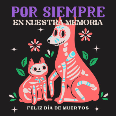 Instagram Post Maker With a Dia de Muertos Theme and Cute Pet Illustrations 3486j-4780e