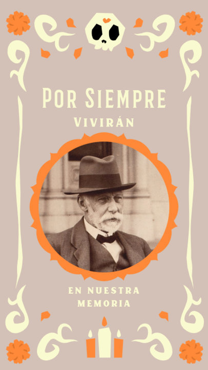 Instagram Story Template for Dia de Muertos With an Illustrated Frame and Photograph