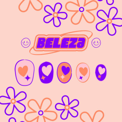 Instagram Post Generator With an Illustration of Trendy Nail Art Designs Featuring Hearts