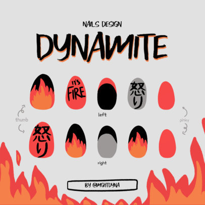 Instagram Post Generator With Illustrated Nail Art and a Flames Background