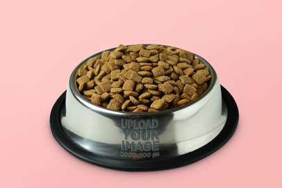 Mockup of a Bowl Filled with Dog Kibbles