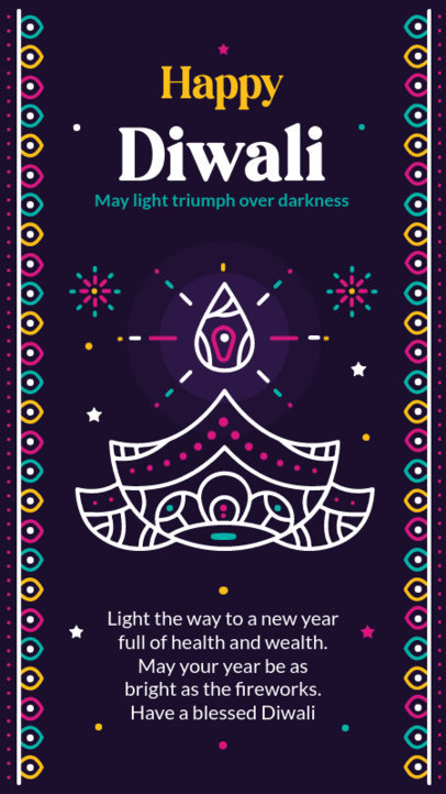 Instagram Story Template Featuring a Diwali Design and Colorful Graphics