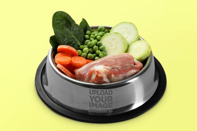 Mockup of a Dog Bowl Filled with Meat and Vegetables