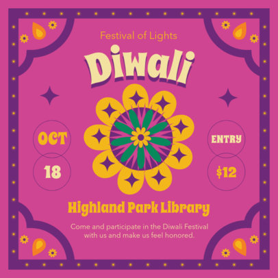 Diwali-Themed Instagram Post Maker for a Festival Event With Colorful Graphics 5486 el1